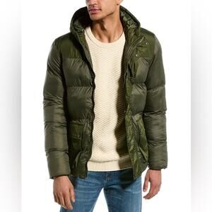 American Stitch green puffer jacket with hood men’s size Small (c2)